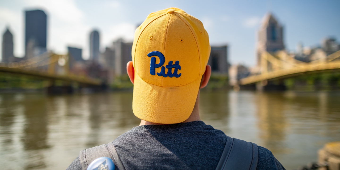 Pitt student looking at the city of Pittsburgh